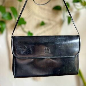 Vintage Anne Klein Black Crossbody Shoulder Bag –Minimalist 90s Designer Purse